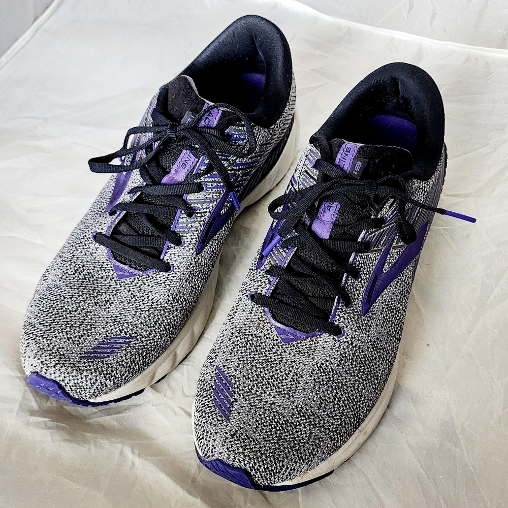 Brooks Adrenaline GTS 19 DNA Loft Womens Size 13 Cushion Support Grey Purple EUC - Picture 2 of 16